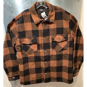 RDI Cognac/Black Plaid Heavyweight Wool Blend Shirt Jacket w/Flap Pockets 2X NWT